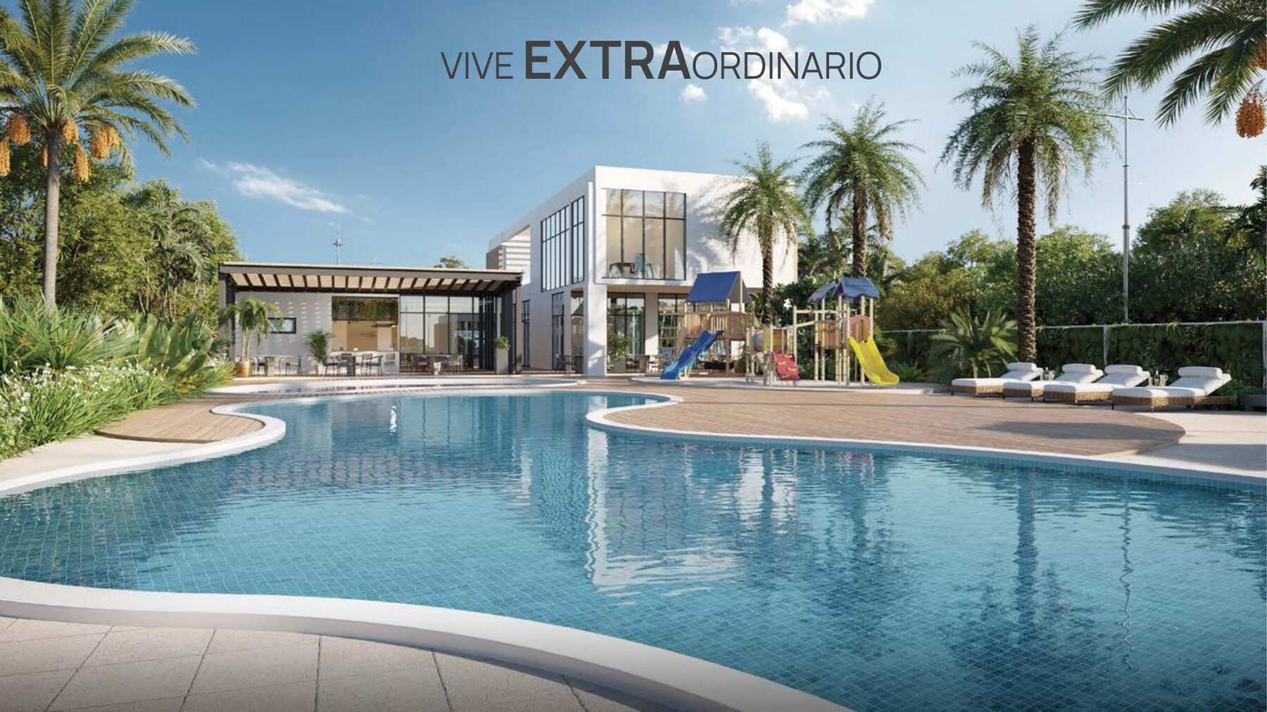 Piscina y club house de DAOS Suites, Punta Cana
